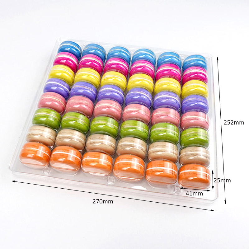 48 mini macarons blister packaging