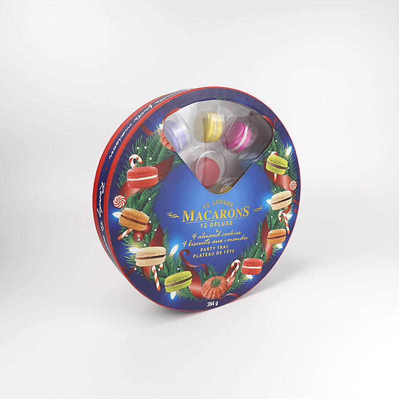 16 macarons christmas round gift box