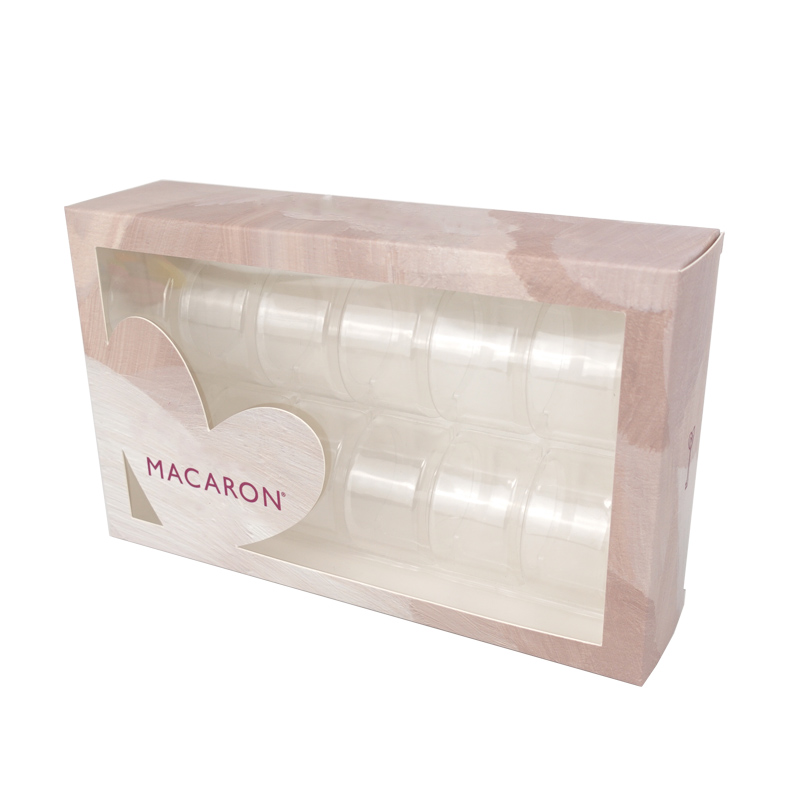 12 macaron paper box with window