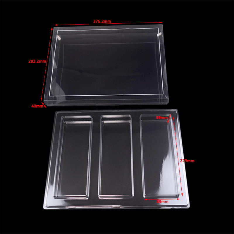 3 rectangle cavities clear packaging box