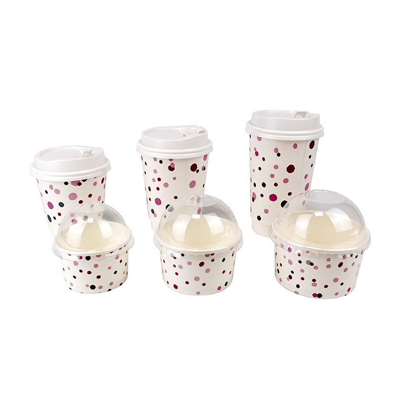  Disposable Ice Cream Paper Cups With Dome Lids