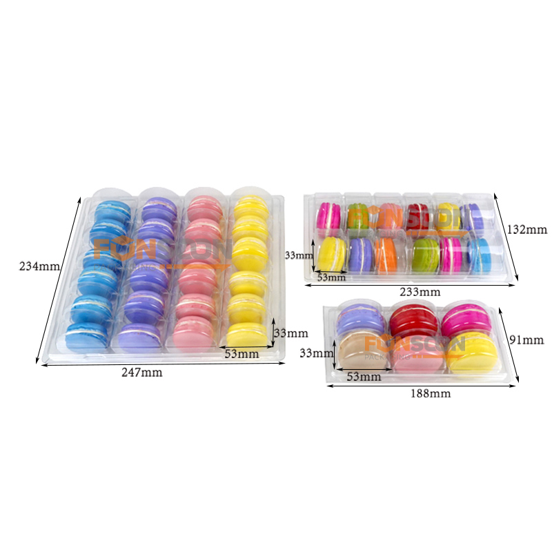 6 12 24 macarons clear plastic blister containers