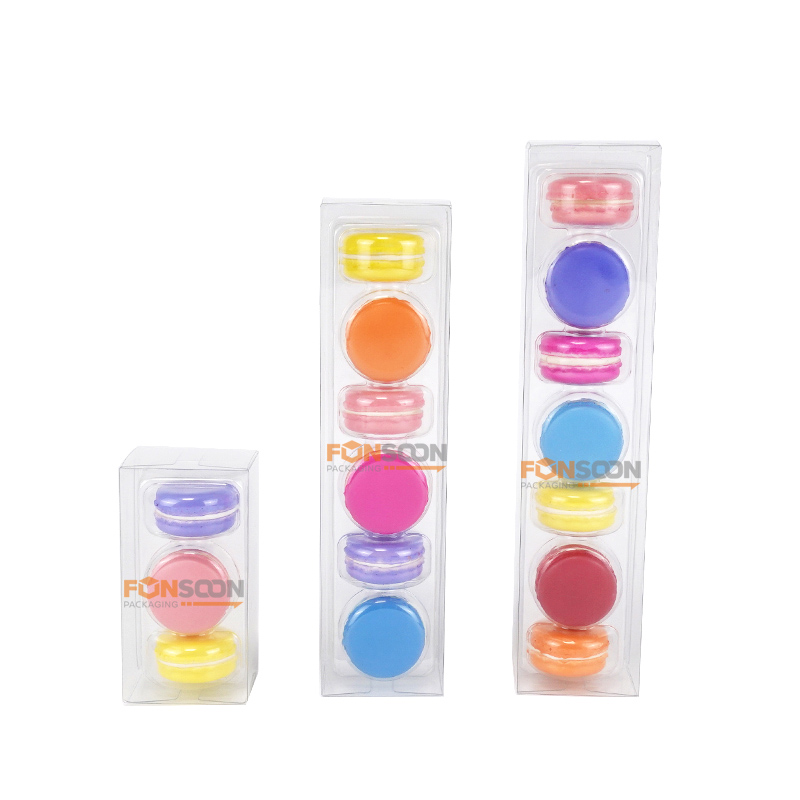 6 macarons transparent plastic box packaging set