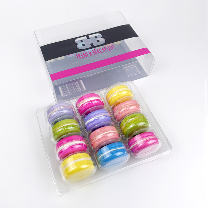 12 Macarons clear plastic packaging box