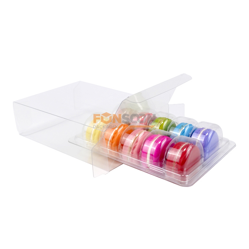 10 Macarons clear plastic box with insert blisters