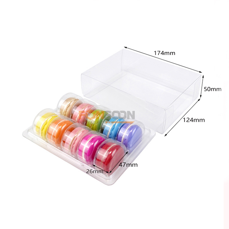 10 Macarons clear plastic box with insert blisters