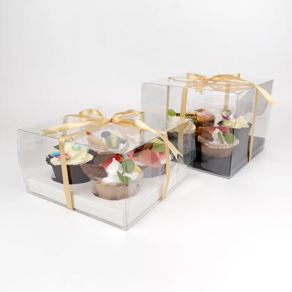 4 cupcakes plastic packaging box