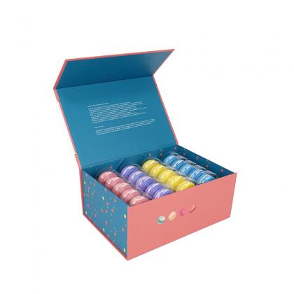 40 macarons magnet gift box with plastic inserts
