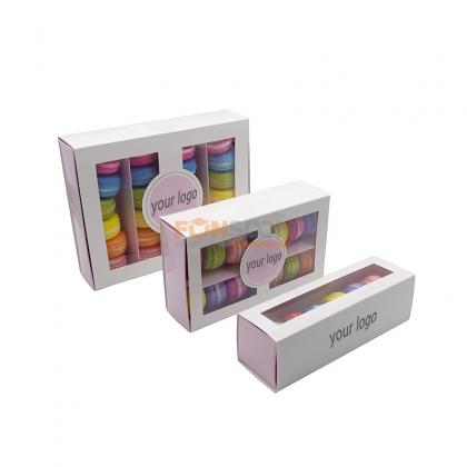 6 12 24 macarons paper boxes with top window