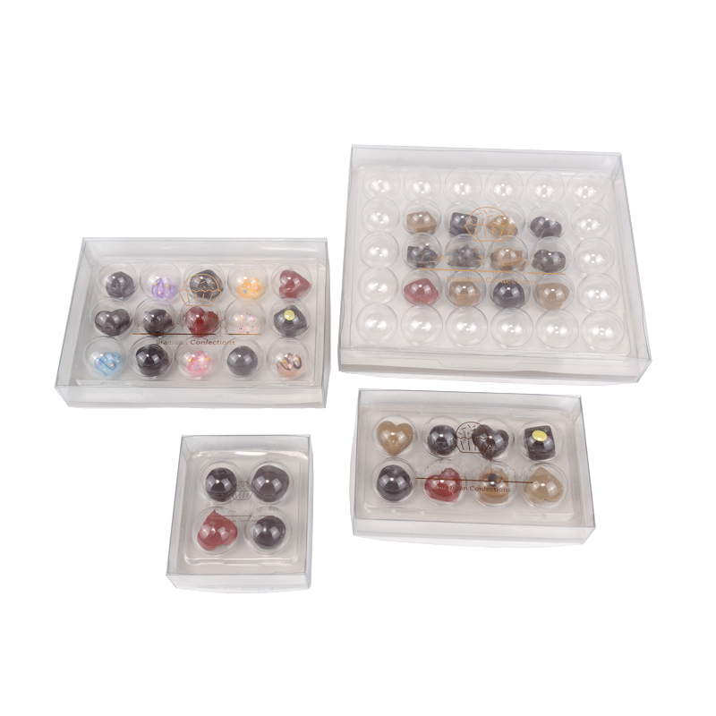 truffle chocolate transparent boxes set