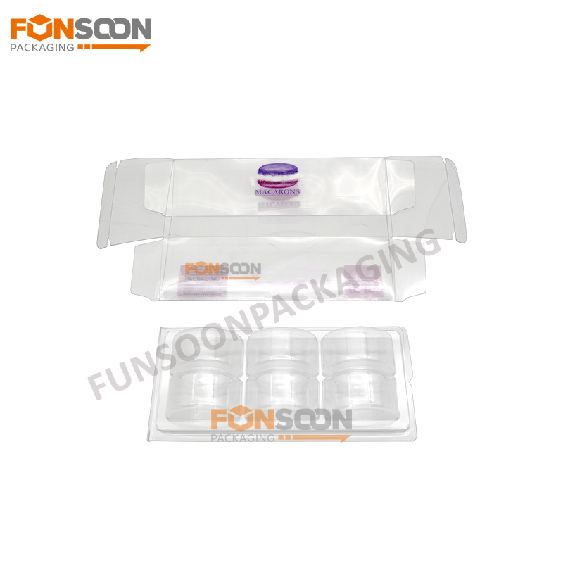 custom 6 macarons plastic packaging box