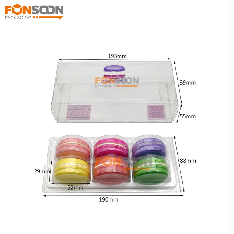 custom 6 macarons plastic packaging box