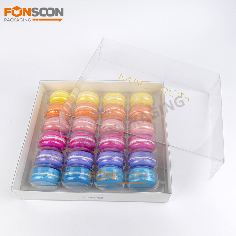 24 packs macarons plastic box with inserts