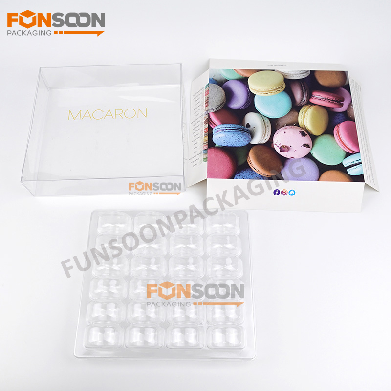 24 packs macarons plastic box with inserts