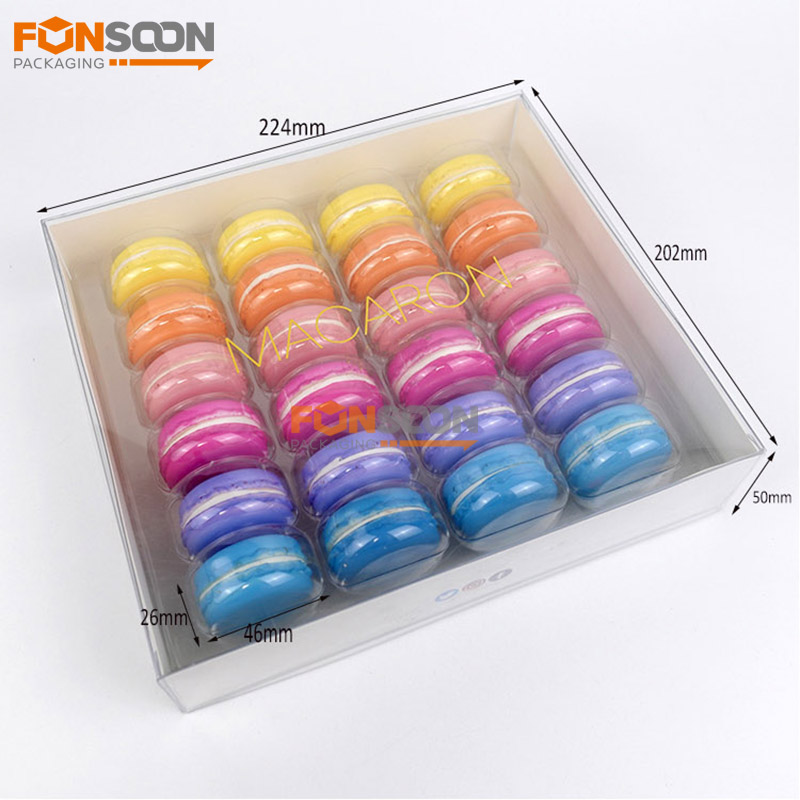 24 packs macarons plastic box with inserts