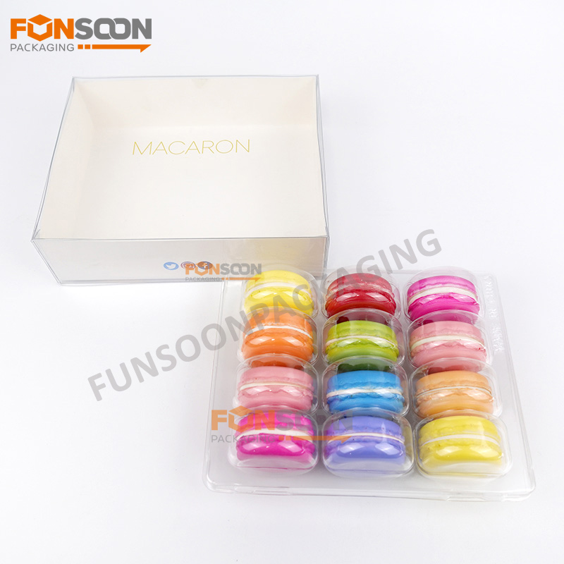 12 packs macarons plastic box with inserts