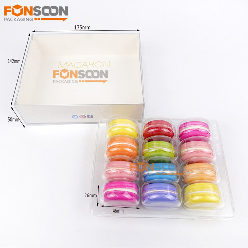 12 packs macarons plastic box with inserts