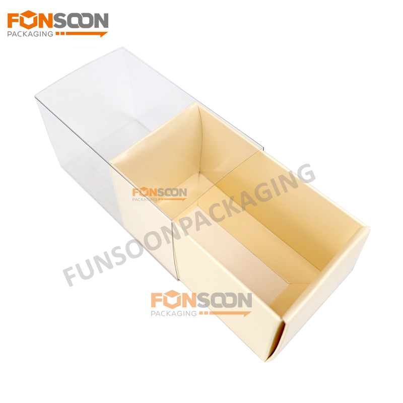 3 macarons paper drawer box with clear sleeve