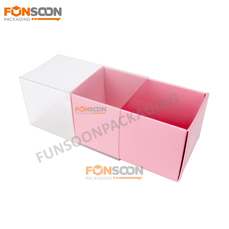3 macarons paper drawer box with clear sleeve