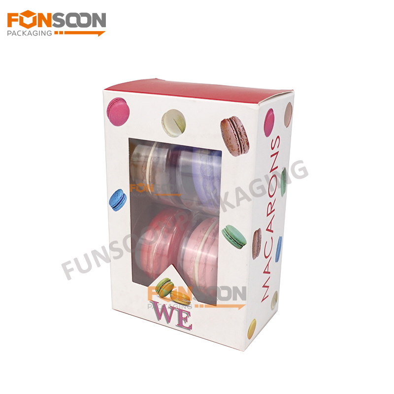 4 packs Macaron paper box with clear window