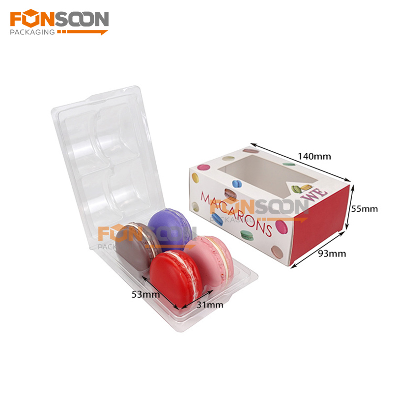 4 packs Macaron paper box with clear window