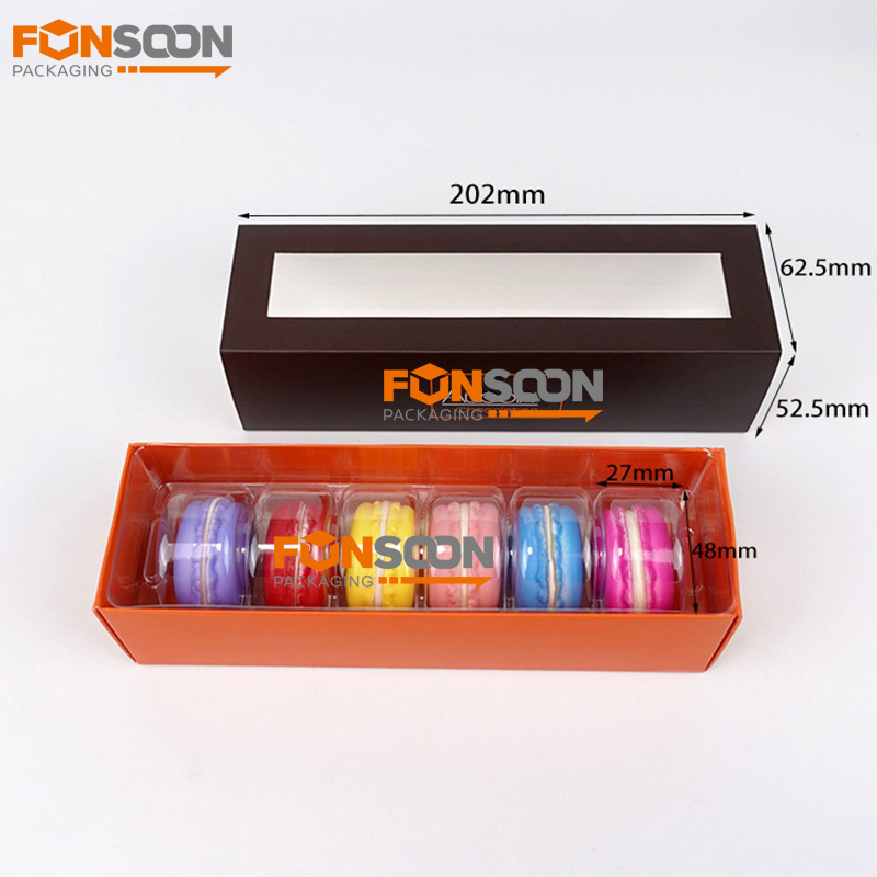 6 macaron paper drawer box set with window