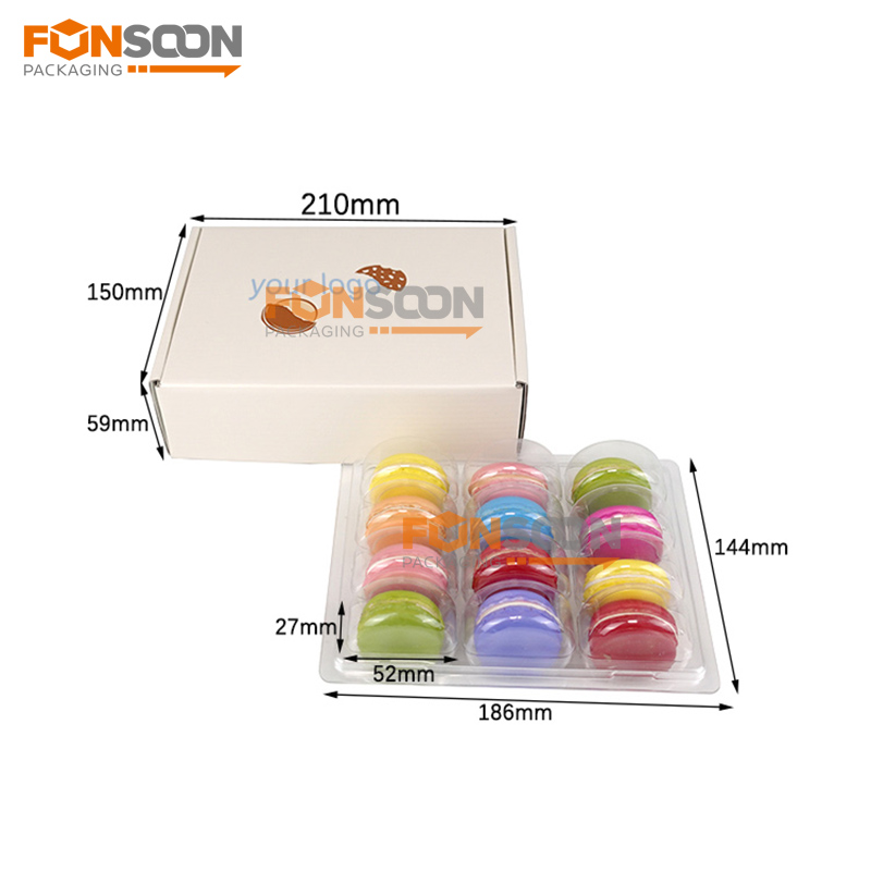 12 macarons corrugated cardboard box with inserts