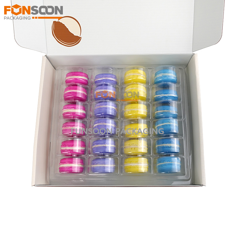 24 macarons corrugated cardboard box with inserts