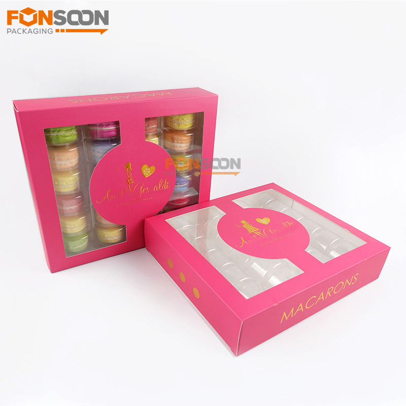 24 macaron paper box with clear window