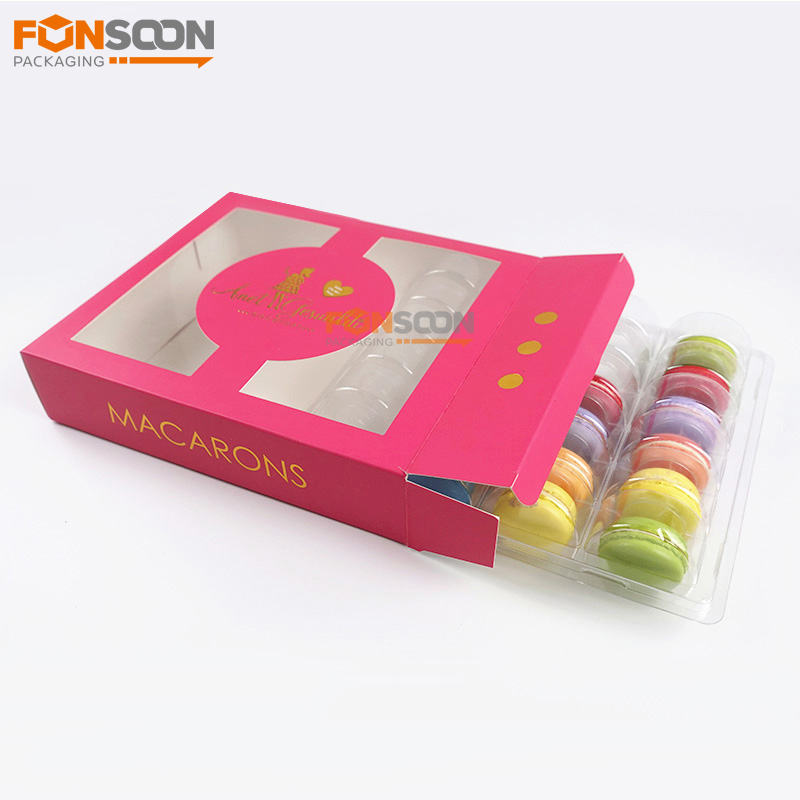 24 macaron paper box with clear window