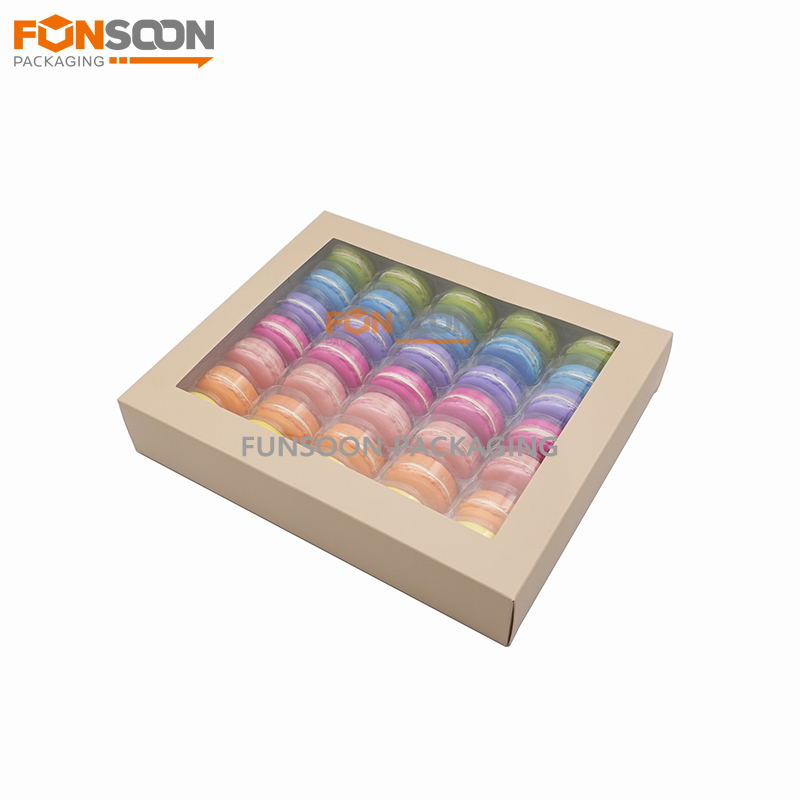 35 macarons paper box with clear window