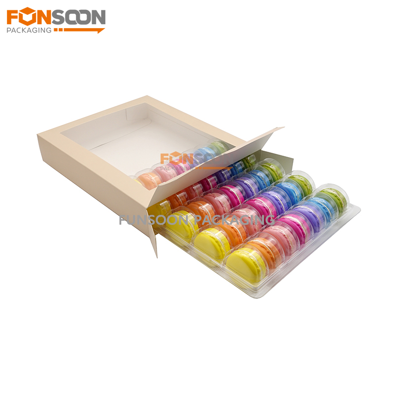 35 macarons paper box with clear window