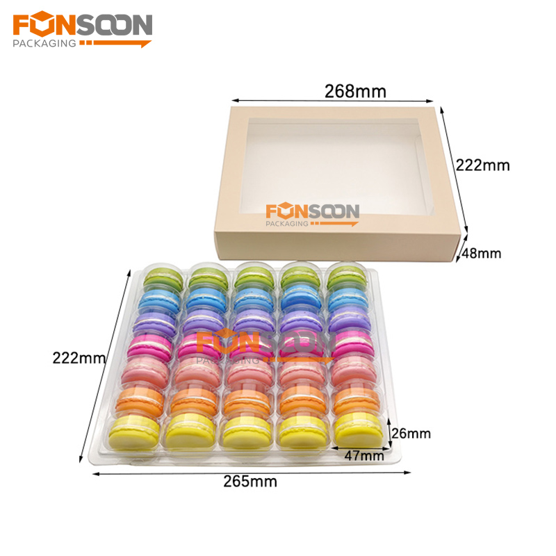 35 macarons paper box with clear window