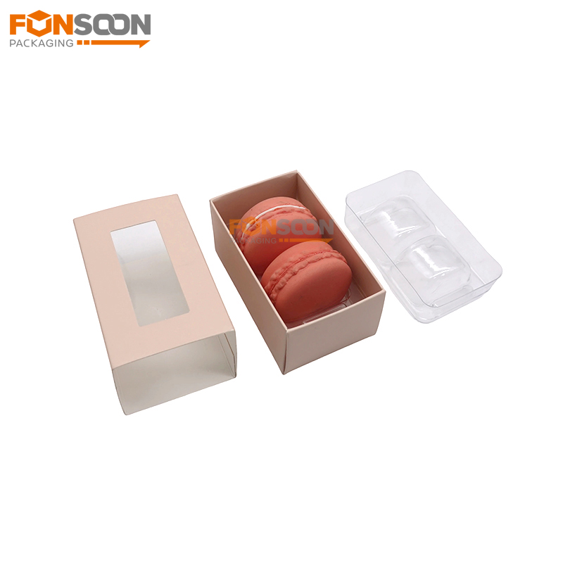 2 macarons Paper drawer box with window