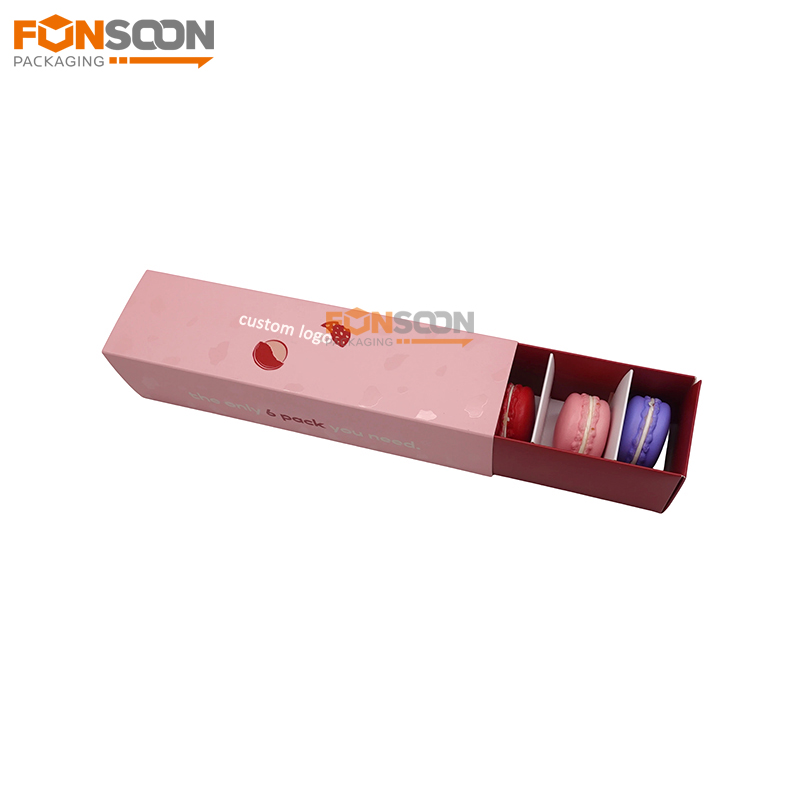 6 macaron paper drawer box with divider