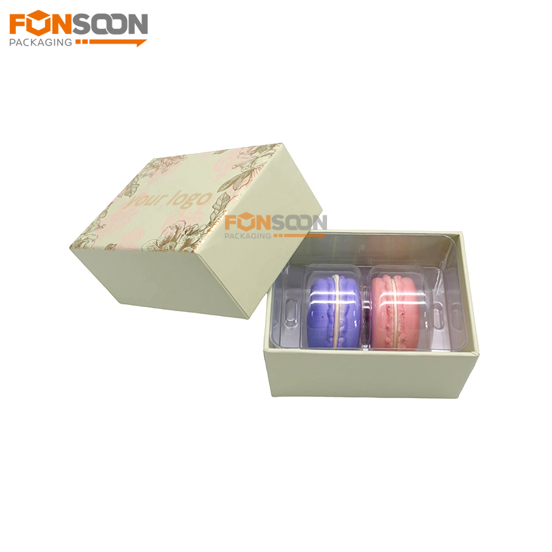 2 macarons luxury cardboard gift box with insert
