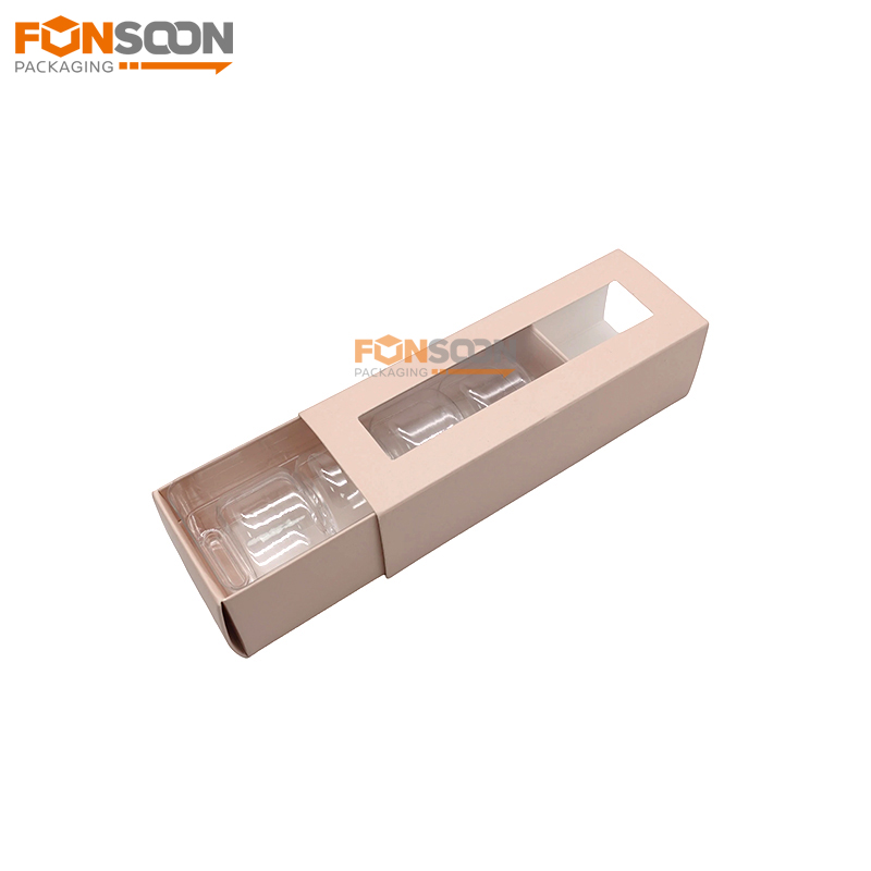 4 macarons Paper drawer box with window