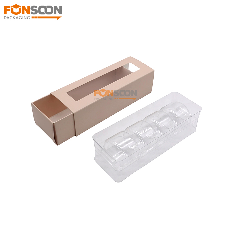 4 macarons Paper drawer box with window