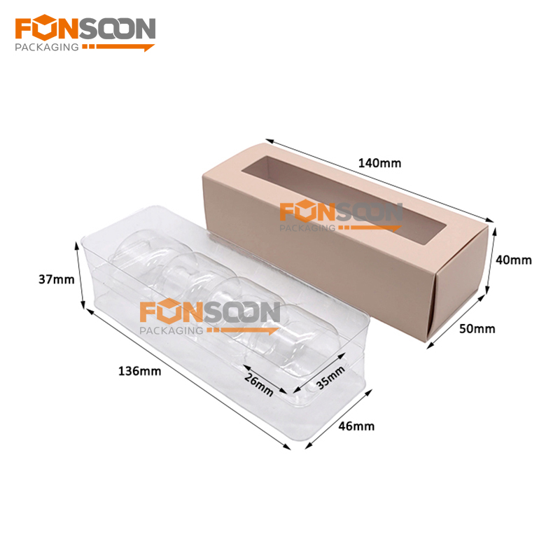 4 macarons Paper drawer box with window