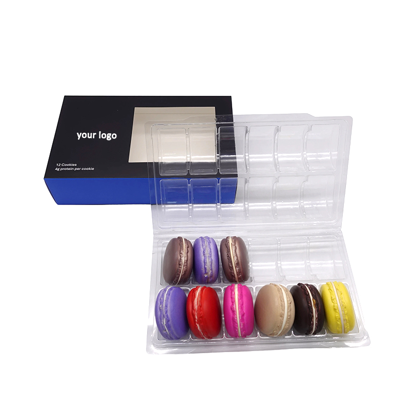 12 macarons paper box with clear window