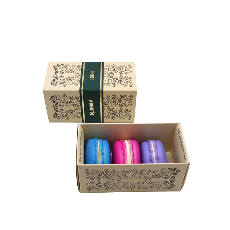 3 macarons Paper drawer box packaging