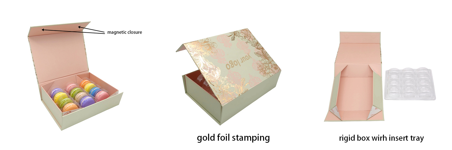 Luxury macaron gift box with custom insert tray