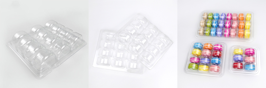 Food grade PET macaron blister tray with individual cavities