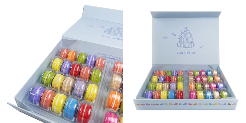 Macaron box with food grade PET insert tray