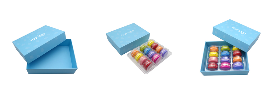 Custom macaron box with insert tray for dessert packaging