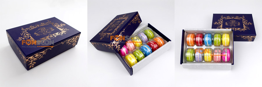 Custom macaron wedding gift box with elegant packaging design
