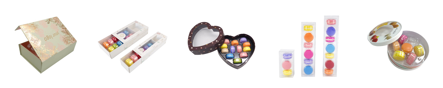 custom macaron packaging options with printing and different box styles