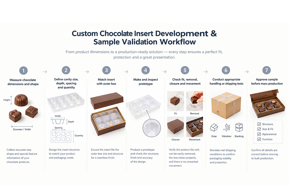 Seven-step checklist for validating custom chocolate packaging samples