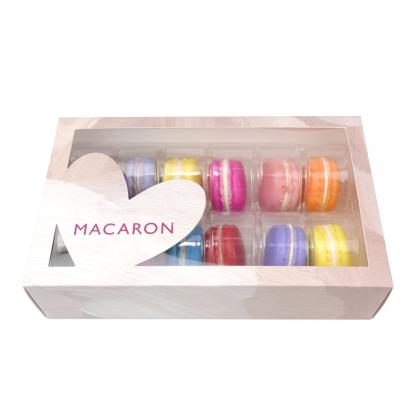 12 macaron paper box with window