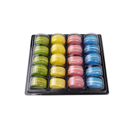 20 macarons black blister with clear lid